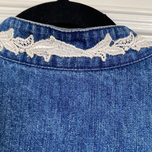 Coldwater Creek Patchwork denim jacket Womens M Overshirt Barn chore Tunic - Picture 8 of 14